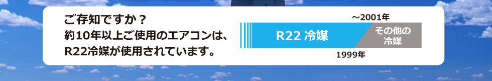 �����m�ł����H��10�N�ȏゲ�g�p�̃G�A�R���́AR22��}���g�p����Ă��܂��B